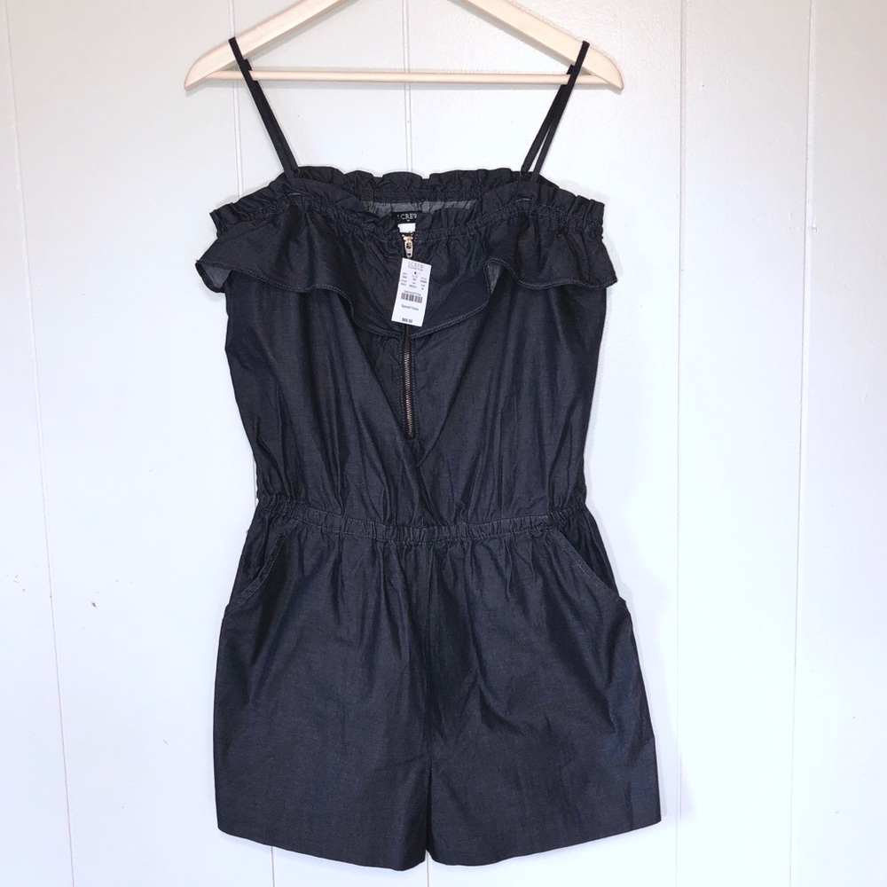 J. Crew NWT denim short romper with pockets!